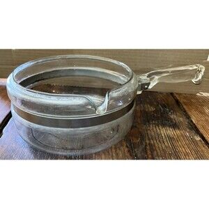 Vintage Pyrex Glass Sauce Pan 1.5 Qt Clear Handle Stainless Ring Pour Spout